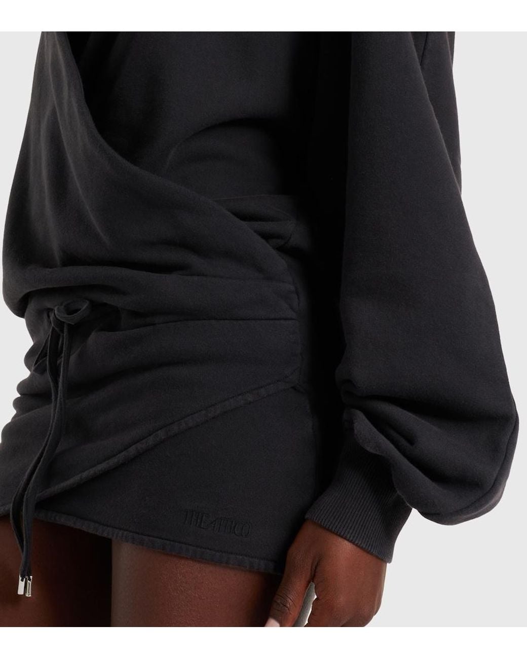 The Attico Black Cotton Jersey Sweatshirt Dress