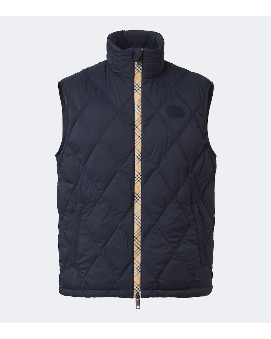 Burberry Blue Check Quilted Vest for men