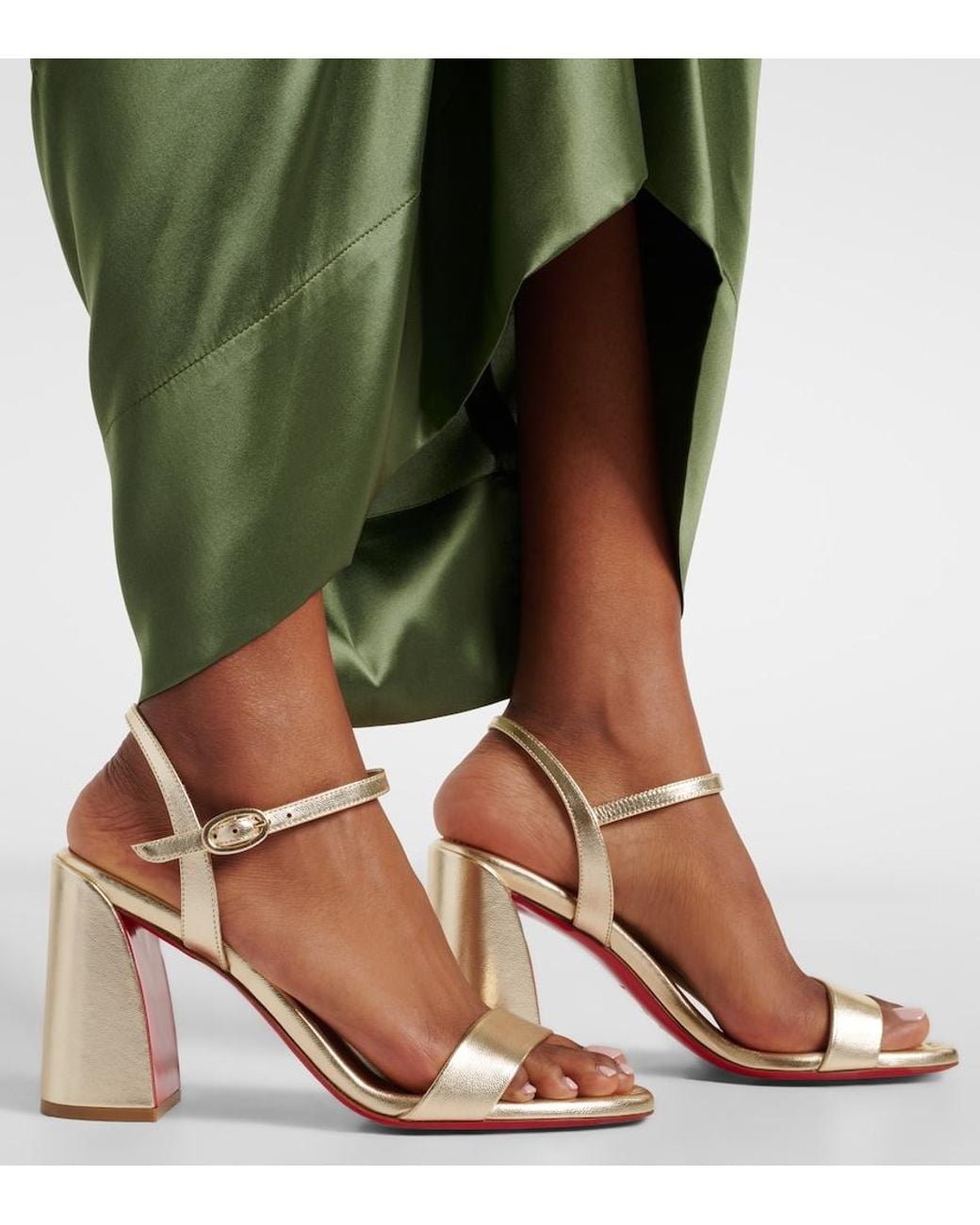 Christian Louboutin Miss Jane 85 Metallic Leather Sandals