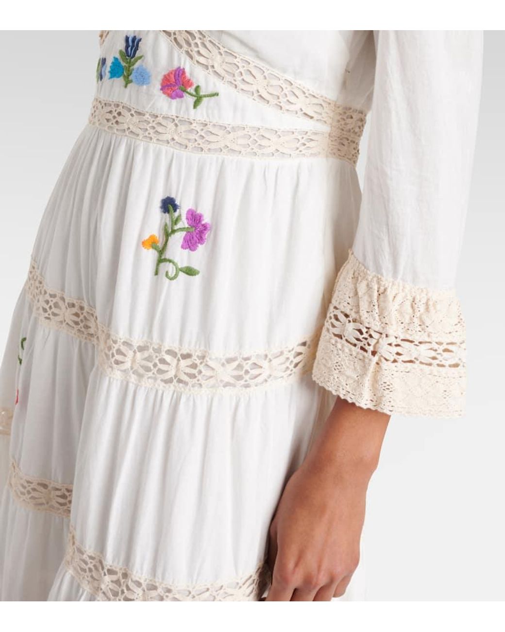 RIXO London Regine Embroidered Tiered Cotton Maxi Dress in Natural | Lyst RIXO London Regine Embroidered Tiered Cotton Maxi Dress in Natural | Lyst