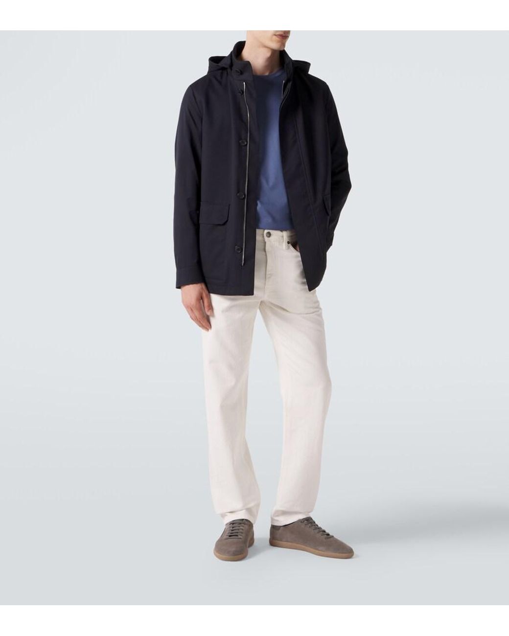 Zegna Blue Cotton Jersey T-Shirt for men