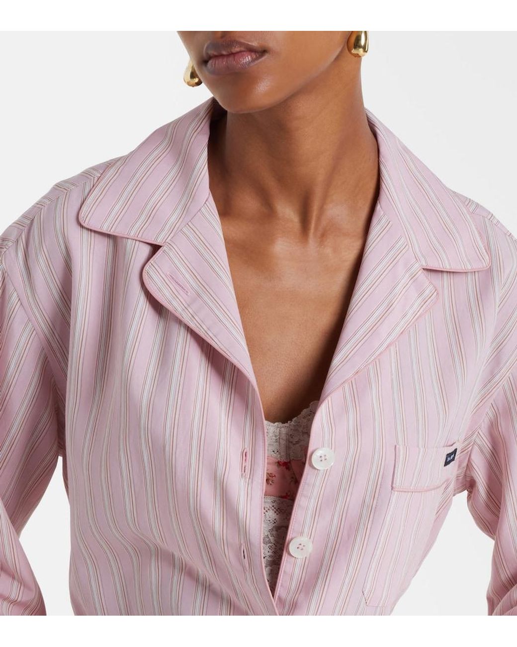 Dolce & Gabbana Pink Belted Striped Shirt