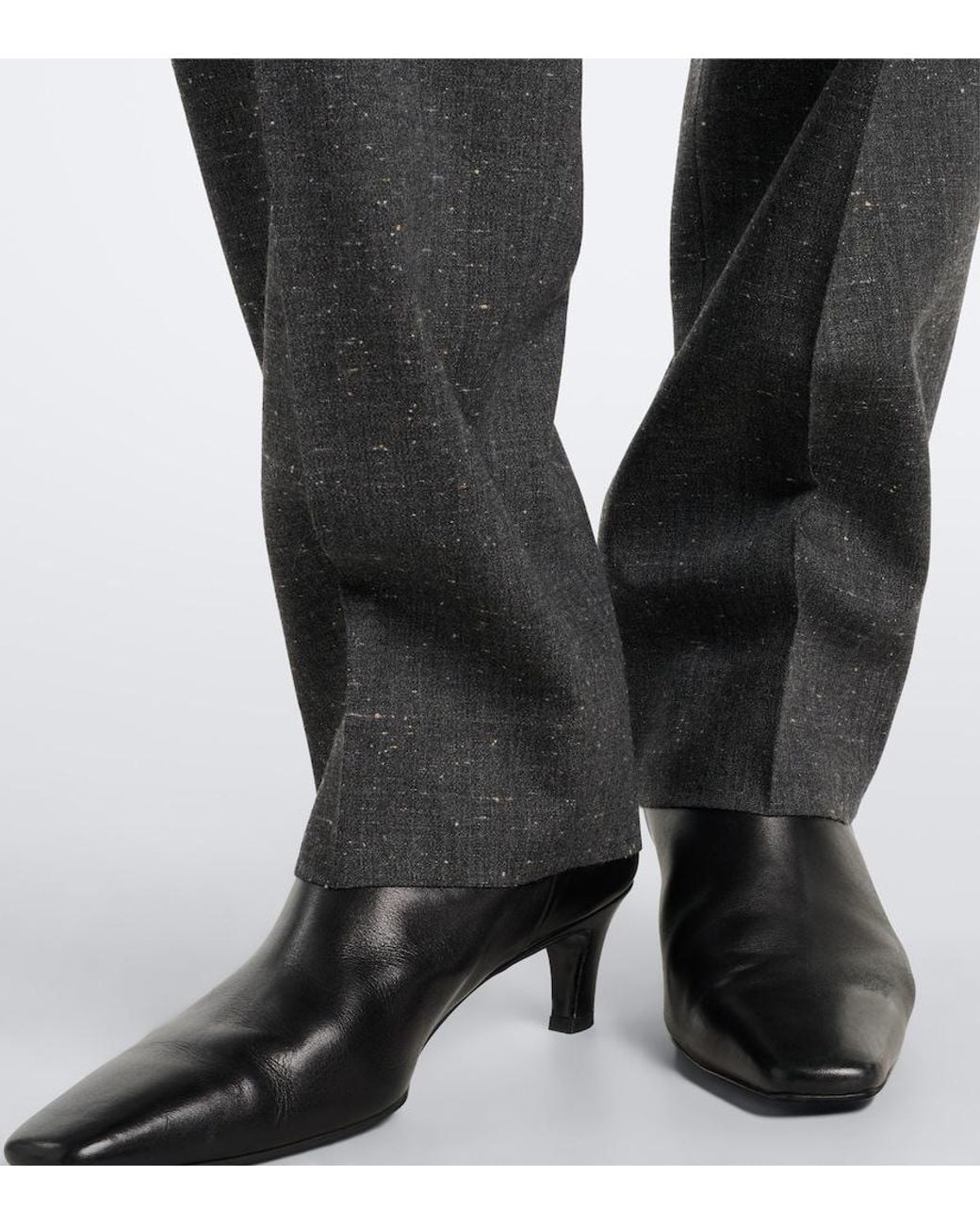 Rohe Gray Daria Pleated Wool-Blend Straight Pants