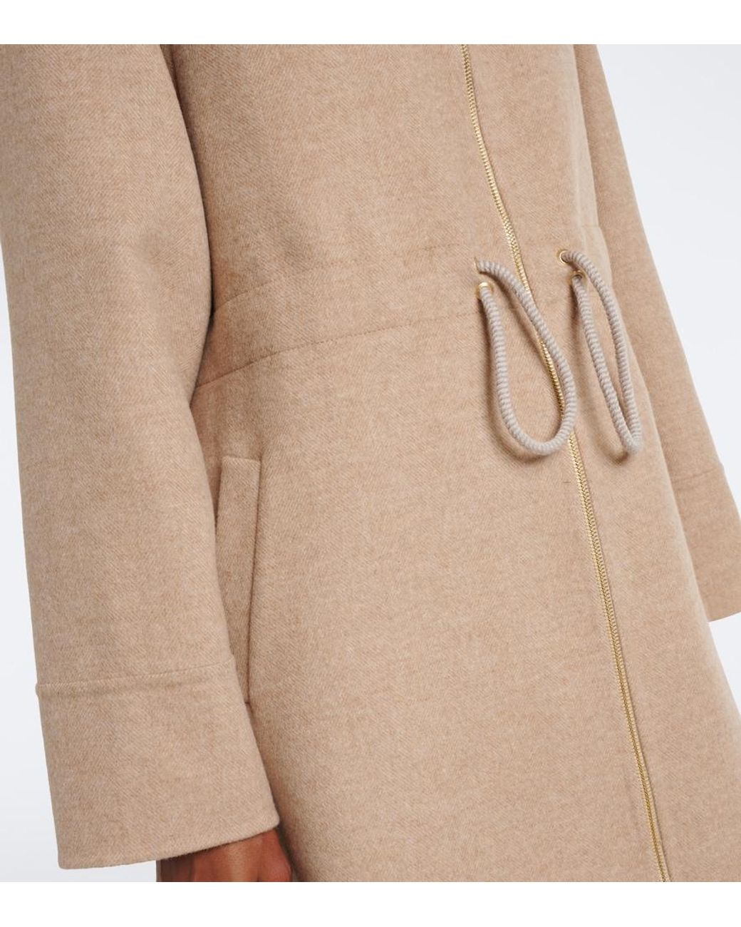 Eleventy Natural Hooded Wool And Cashmere Coat