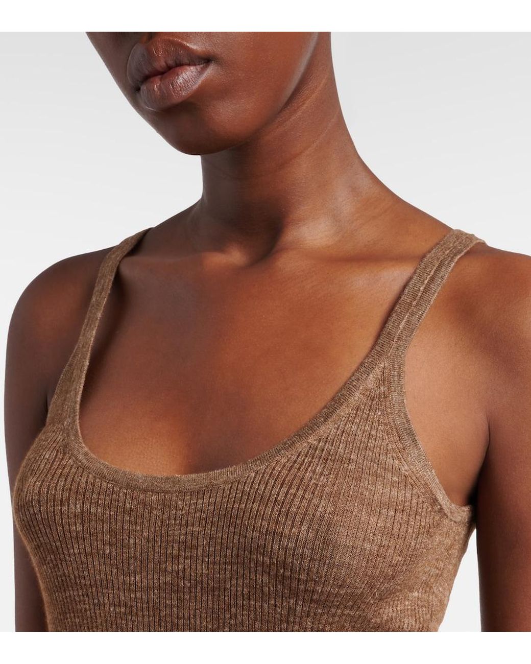 Gabriela Hearst Brown Cinxia Cashmere, Silk, And Hemp Tank Top