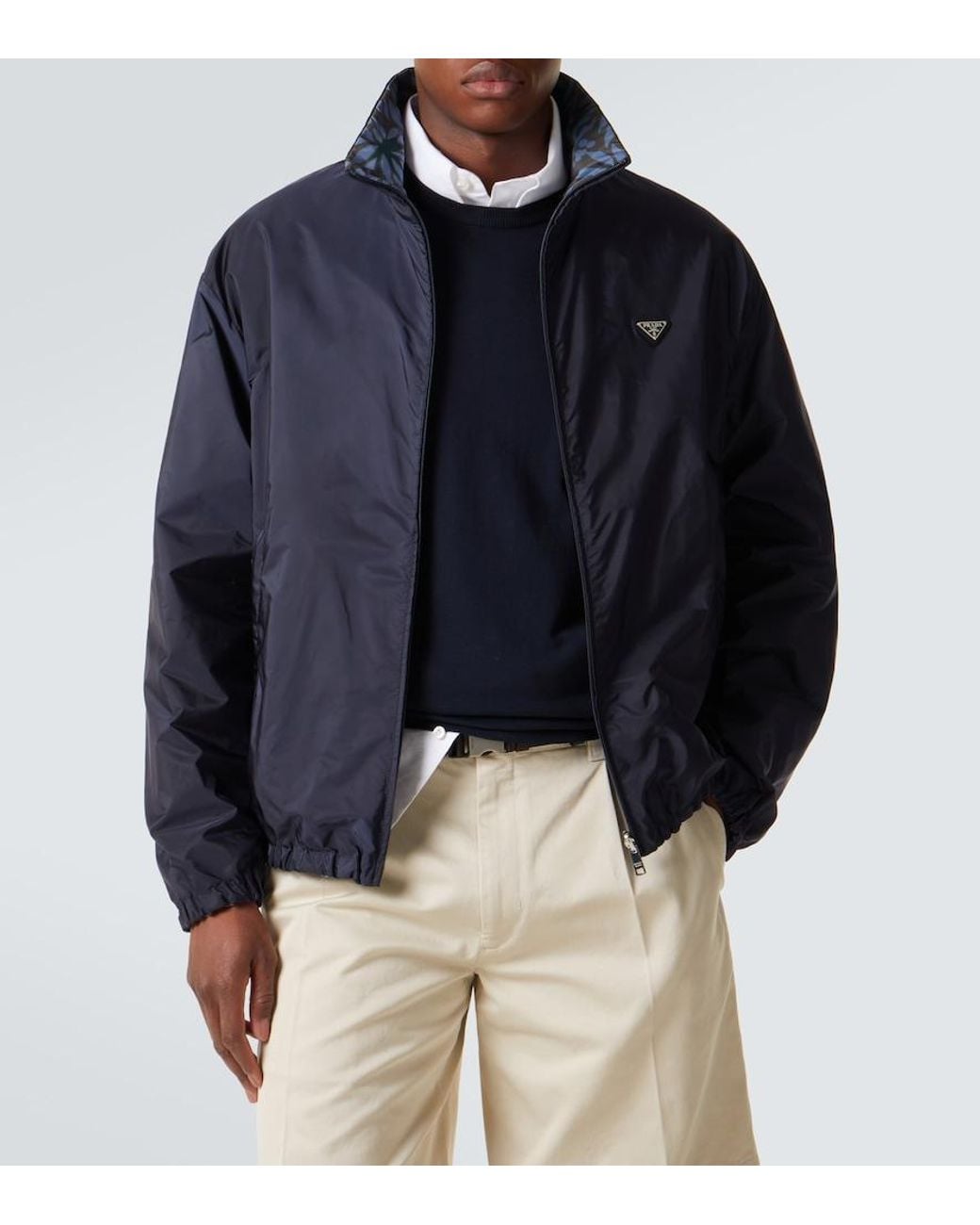 Prada Blue Re-Nylon Reversible Jacket for men