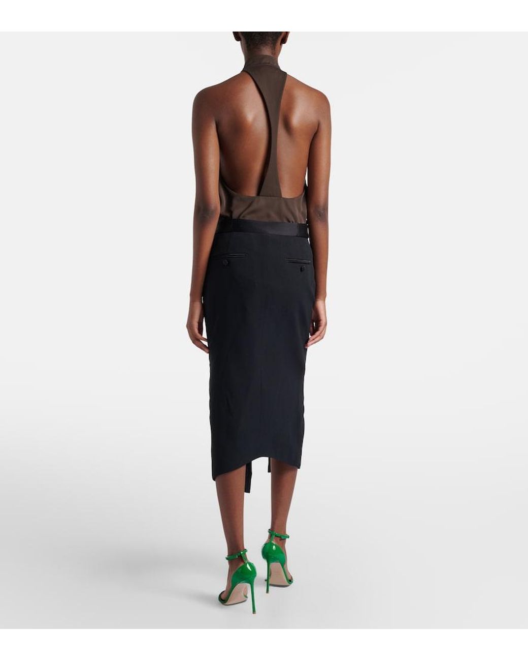 Tom Ford Black Satin Pencil Skirt
