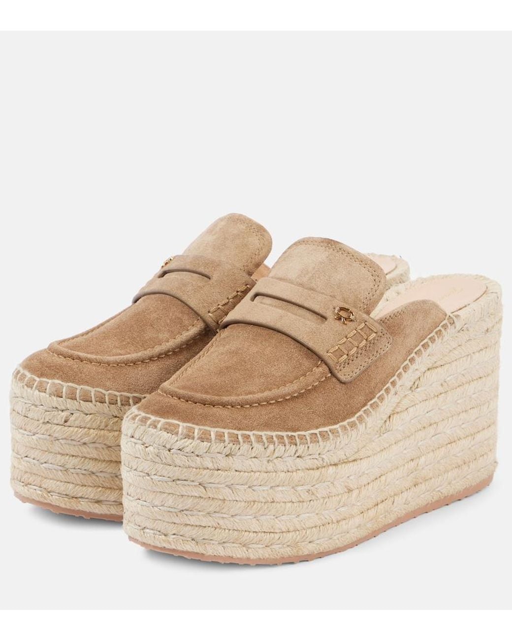 Gianvito Rossi Natural Suede Espadrille Wedges