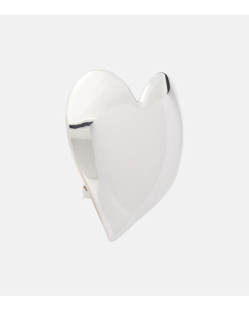 Oscar de la Renta White Heart Clip-On Earrings