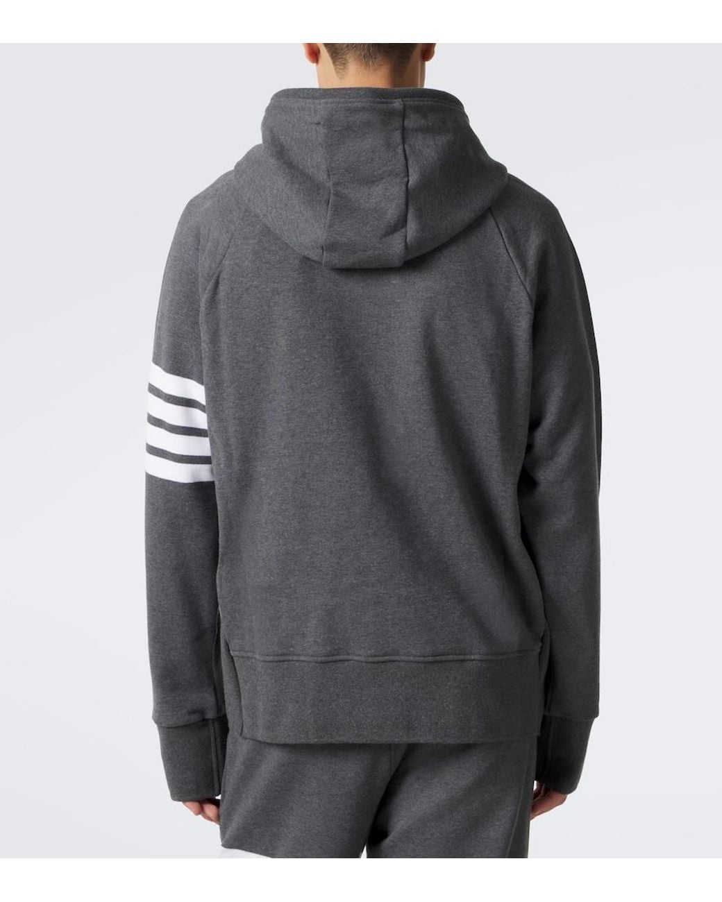 Thom Browne Gray 4-Bar Cotton Jersey Zip-Up Hoodie for men