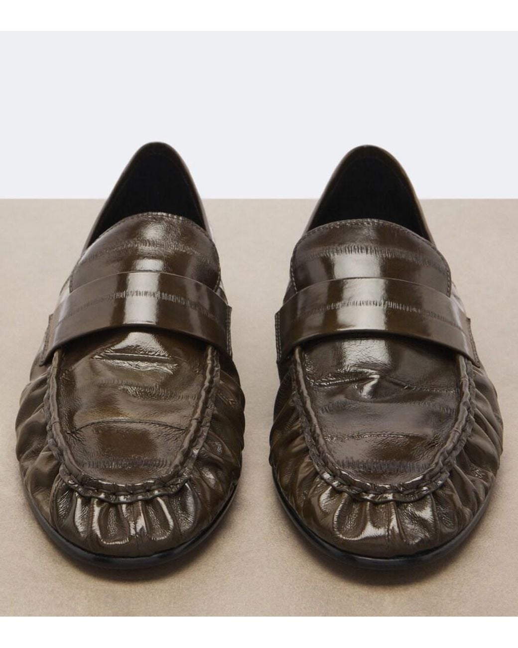 The Row Brown Soft Eel Leather Loafers