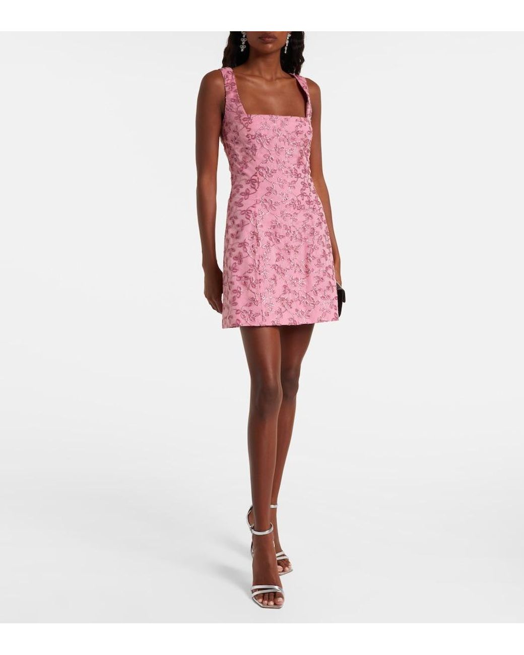 Markarian Pink Floral Sequined Minidress
