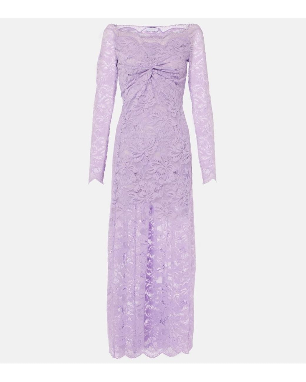 Rabanne Purple Lace Off-Shoulder Dress