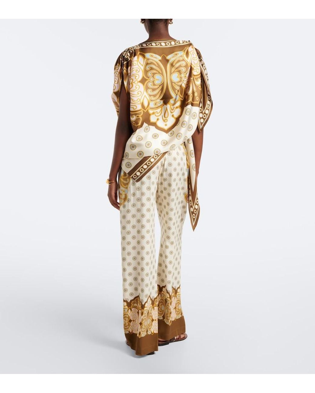 LaDoubleJ Natural Club Printed Wide-Leg Pants