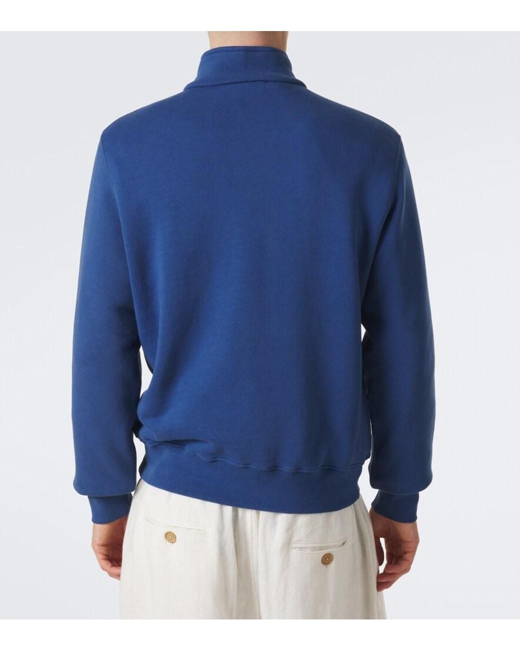 Orlebar Brown Blue Wyatt Cotton Jersey Half-Zip Sweatshirt for men