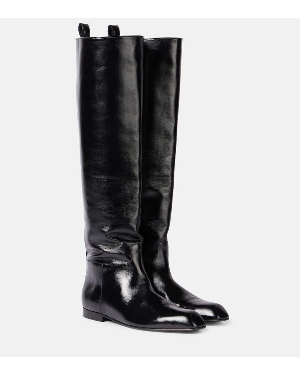 Khaite Black Colt Leather Knee-High Boots