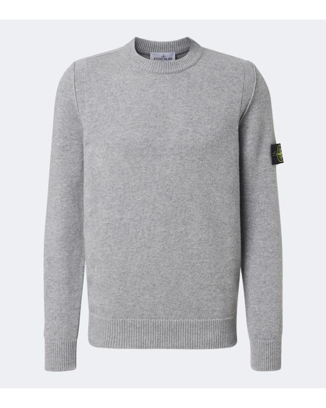 Stone Island Gray Compass Badge Wool-Blend Sweater for men