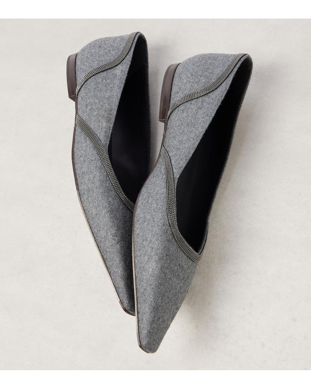 Brunello Cucinelli Gray Monili Ballet Flats