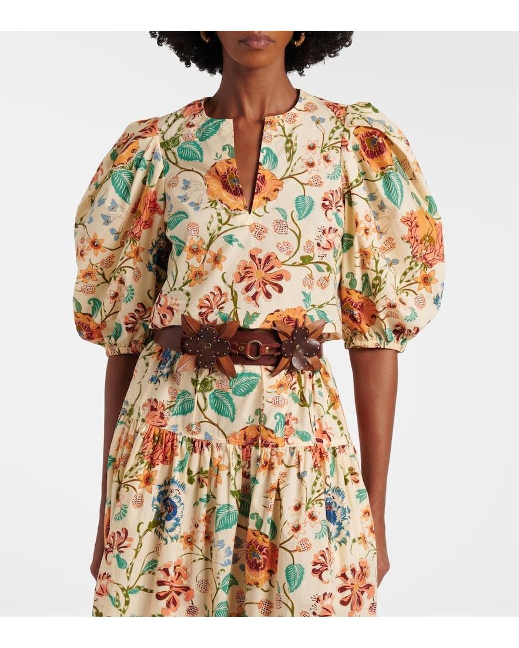 Ulla Johnson Metallic Florielle Floral Cotton Top