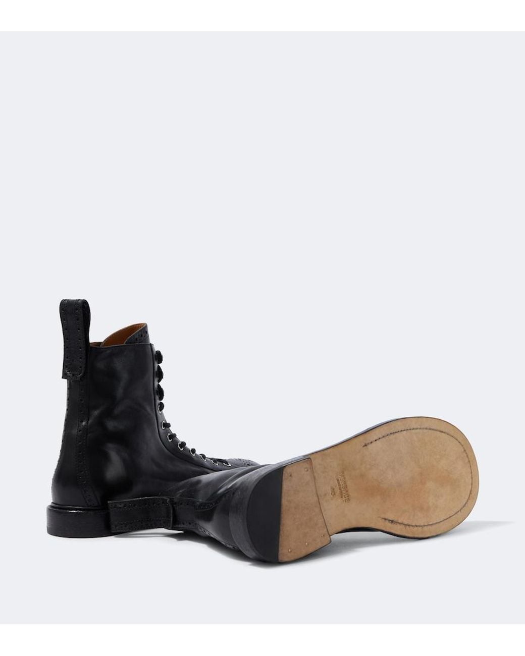 Versace Black Billy Perforated Leather Combat Boots for men