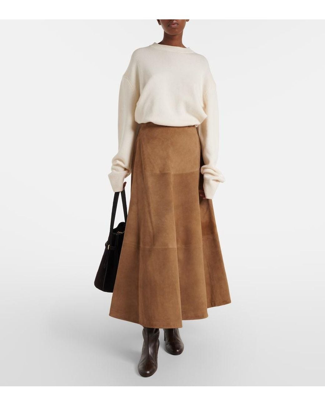 Altuzarra Brown Varda Suede Midi Skirt