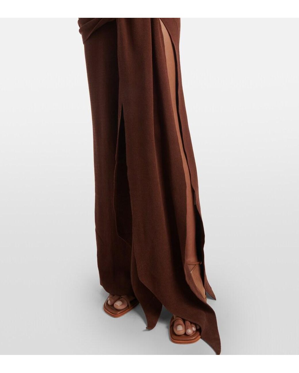 AYA MUSE Brown Saros Draped Cotton-Blend Maxi Dress