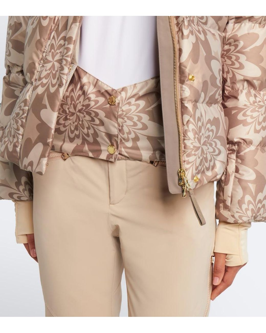 Bogner Brown Naia Hooded Printed Down Ski Jacket