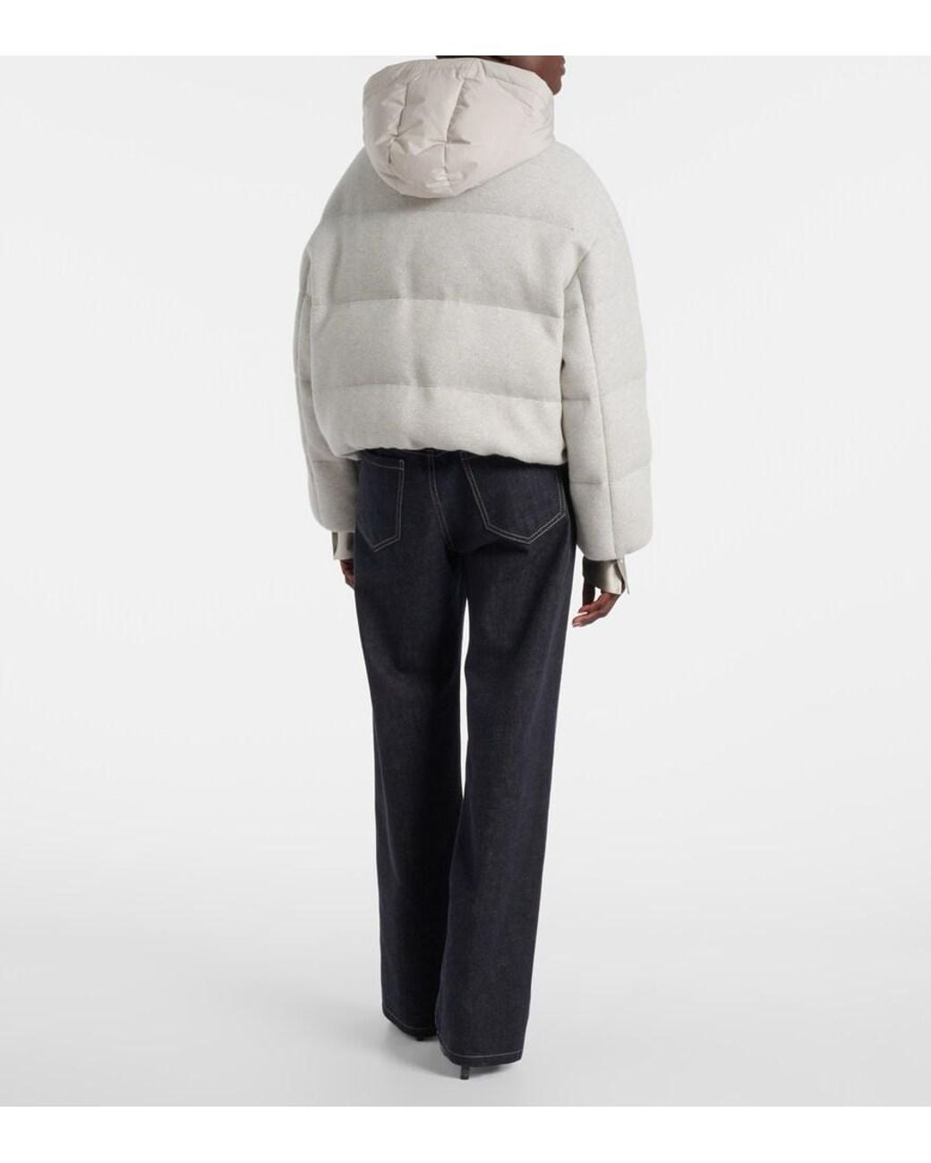 Brunello Cucinelli Gray Cashmere-Blend Down Jacket