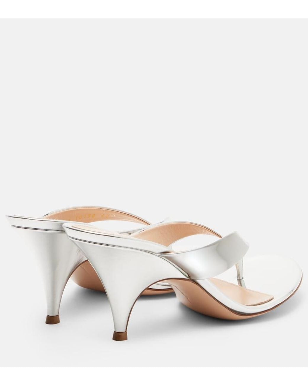 Gianvito Rossi Natural Sofia Mirrored Leather Thong Sandals