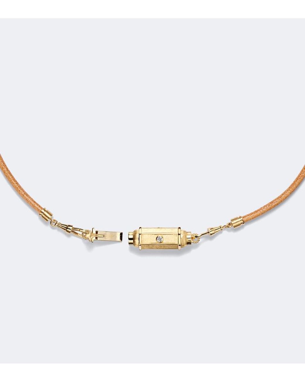 Marie Lichtenberg Metallic 18Kt And Leather Pendant Necklace With Diamonds
