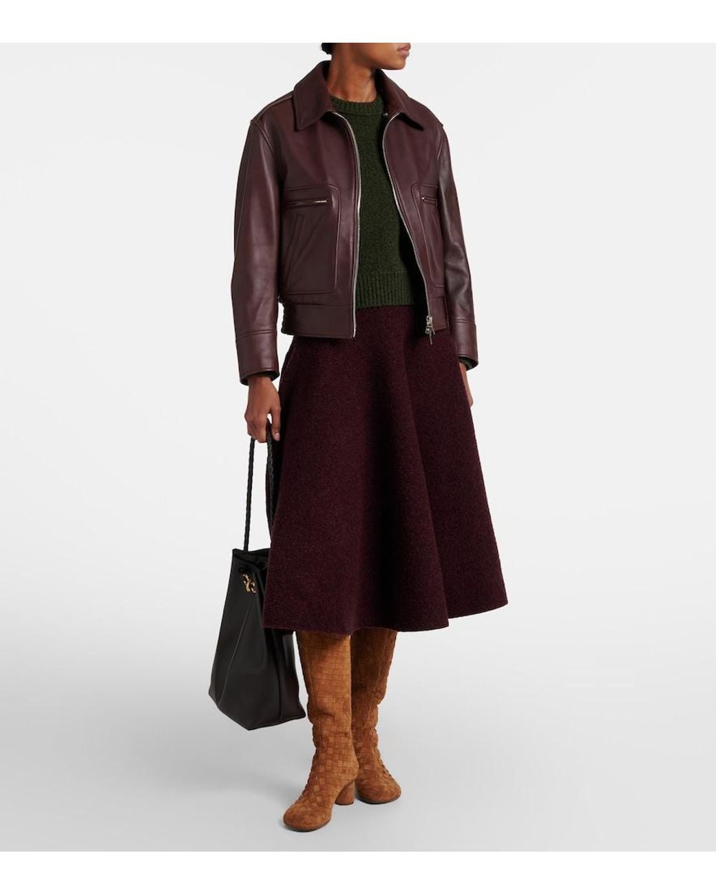 Bottega Veneta Brown Atomic Intrecciato Suede Knee-High Boots