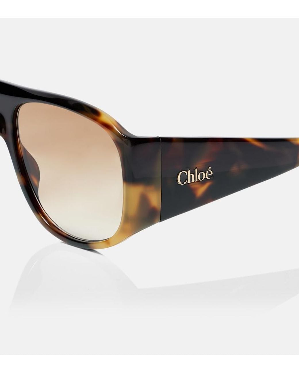Chloé Brown Logo Oversized Sunglasses