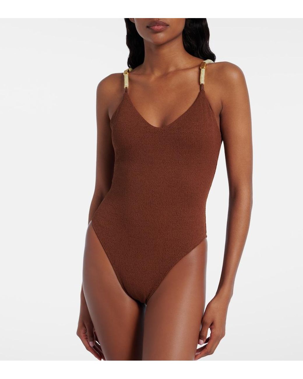 ViX Brown Harper Beaded Swimsuit