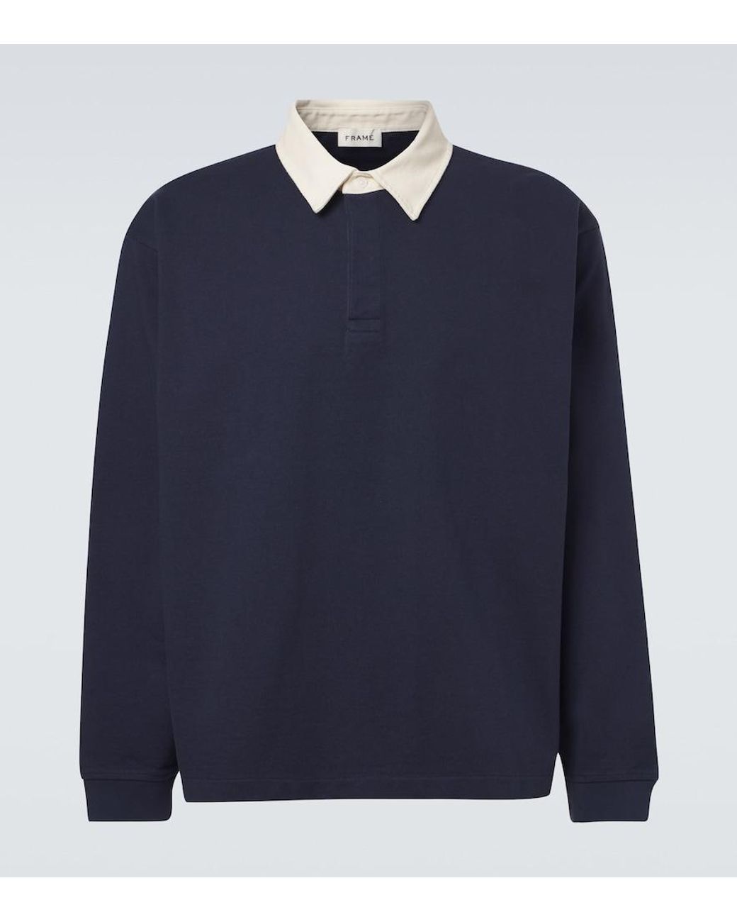 FRAME Blue Cotton Jersey Polo Sweater for men