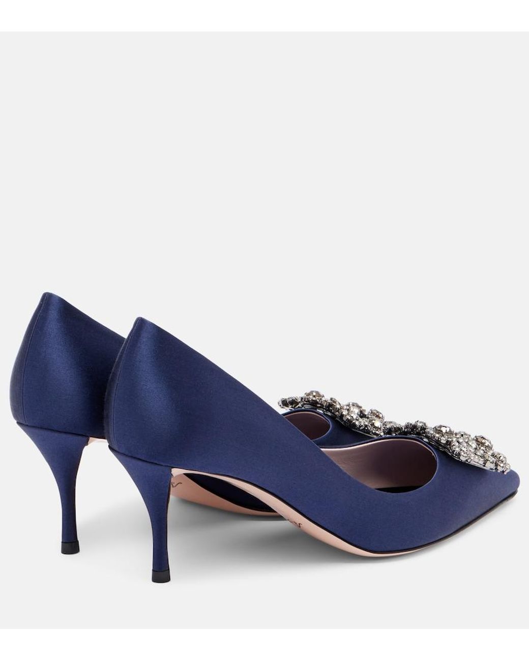 Roger Vivier Blue Efflorescence 65 Embellished Satin Pumps