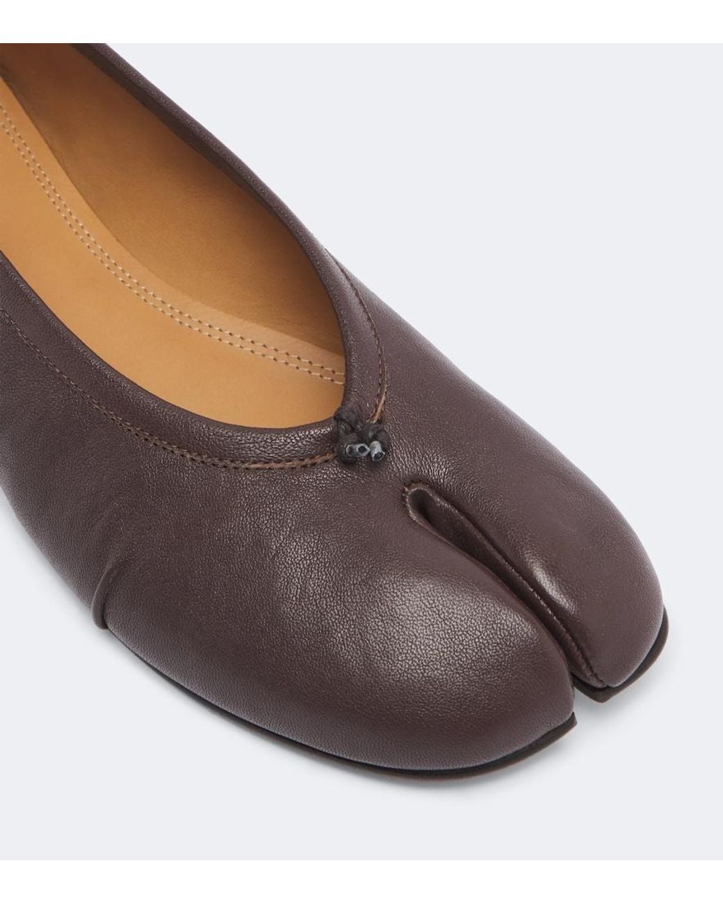 Maison Margiela Brown Tabi Leather Ballet Flats