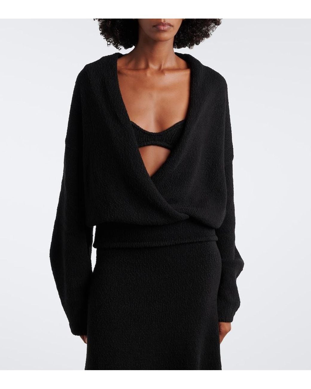 AYA MUSE Black Kena Wrap Cotton Top