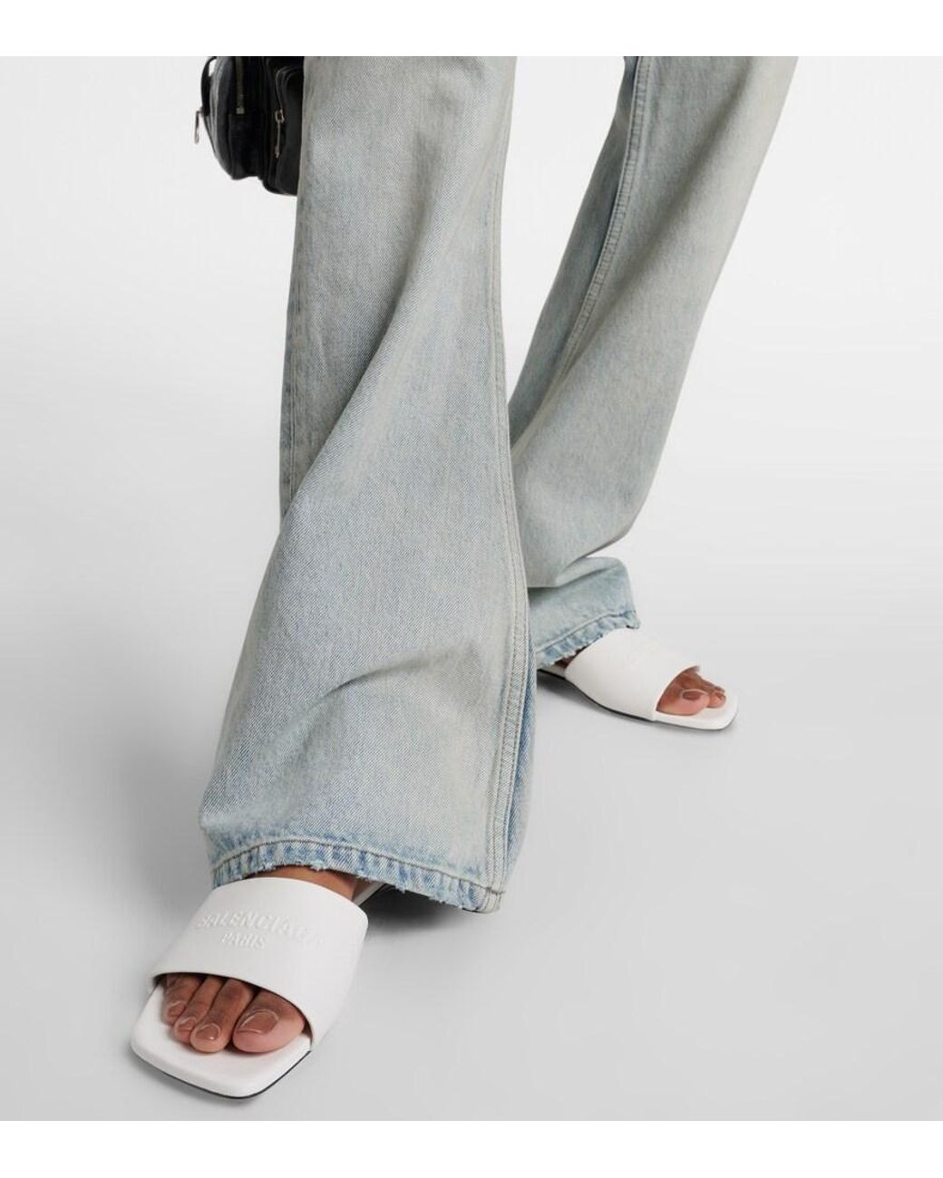 Balenciaga White Duty Free Leather Slides