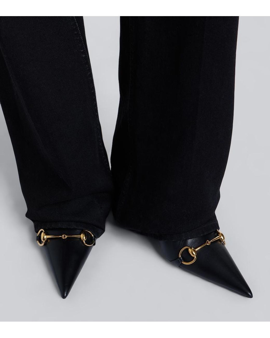Gucci Black Donna Horsebit Leather Ankle Boots