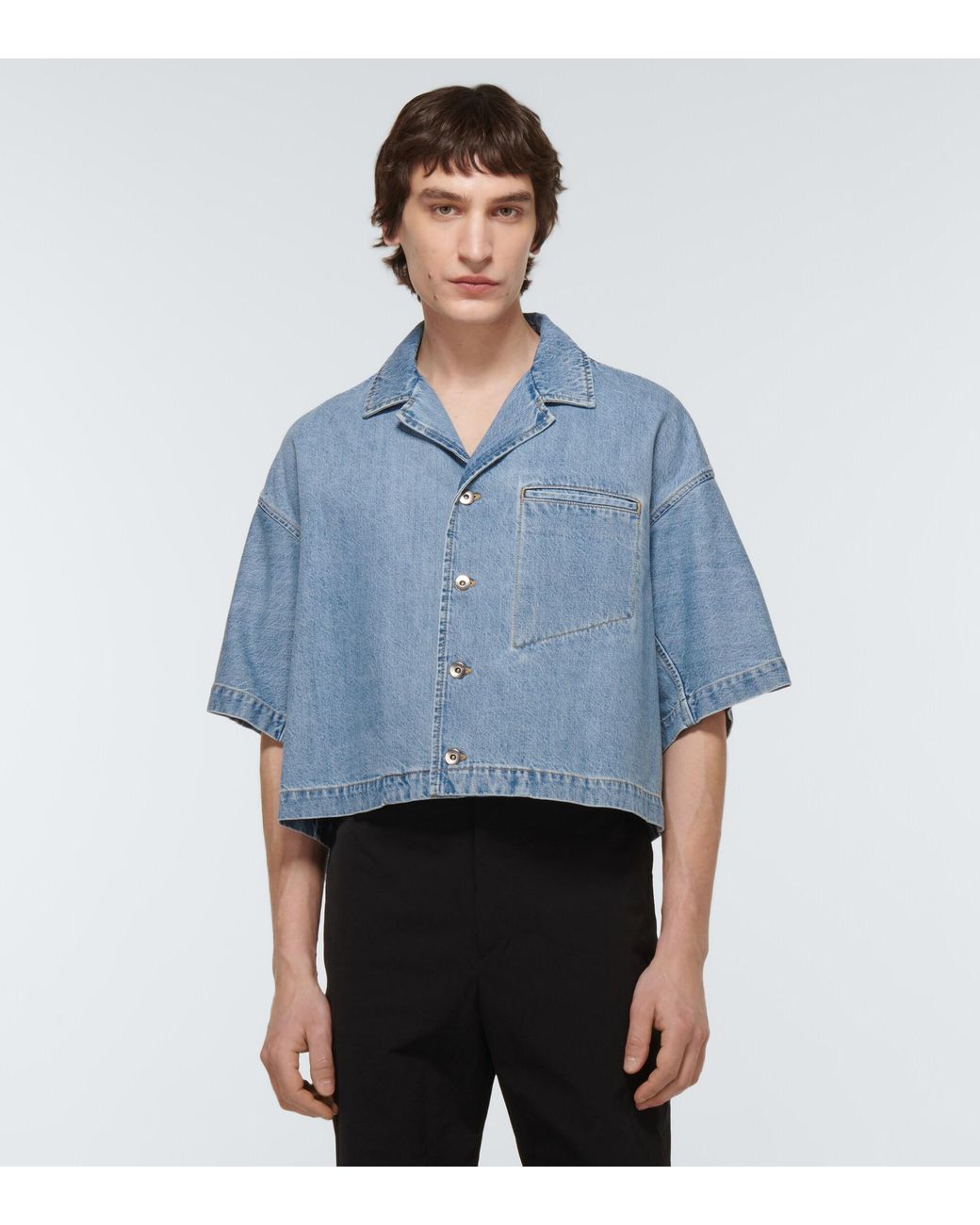 トップス BOTTEGA VENETA Bleached Denim Shirt Bottega Veneta Light Bleached Denim Shirt Bottega Veneta