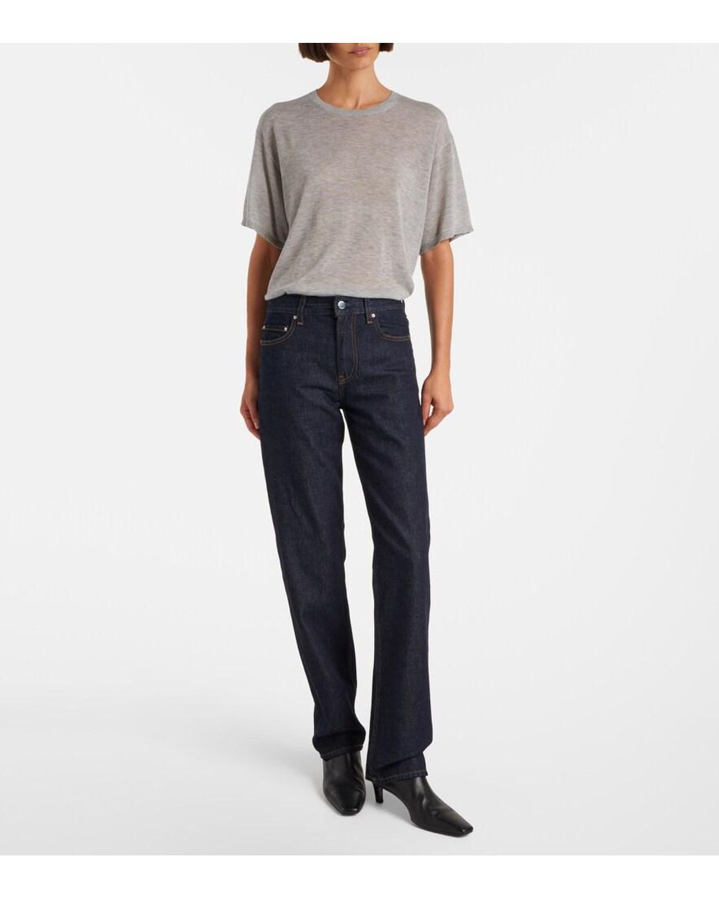 Totême  Blue Low-Rise Straight Jeans