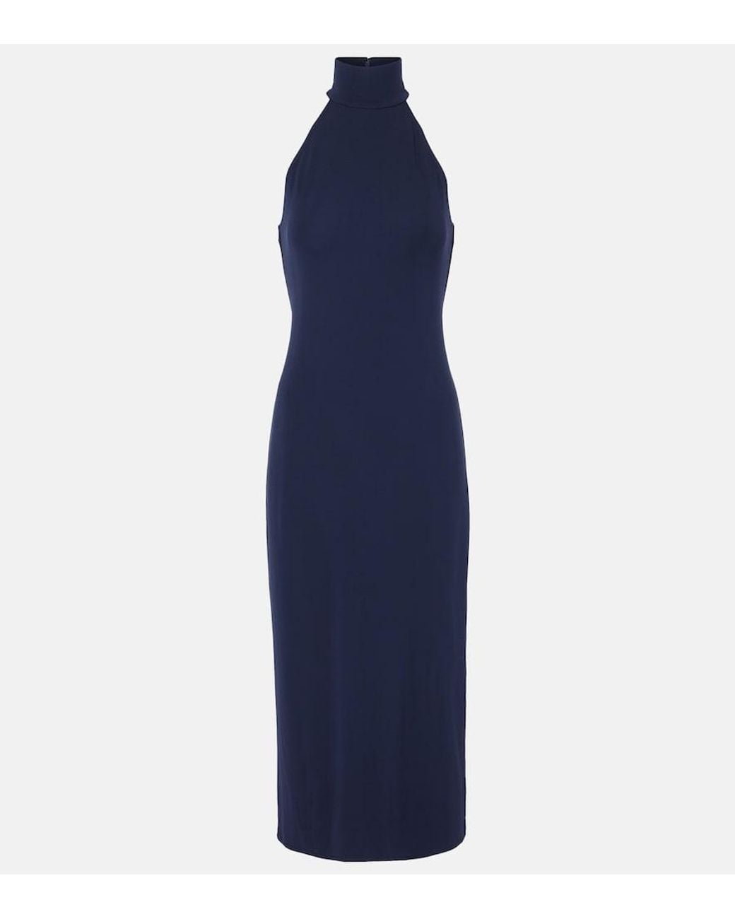 Polo Ralph Lauren Blue High-Neck Jersey Maxi Dress
