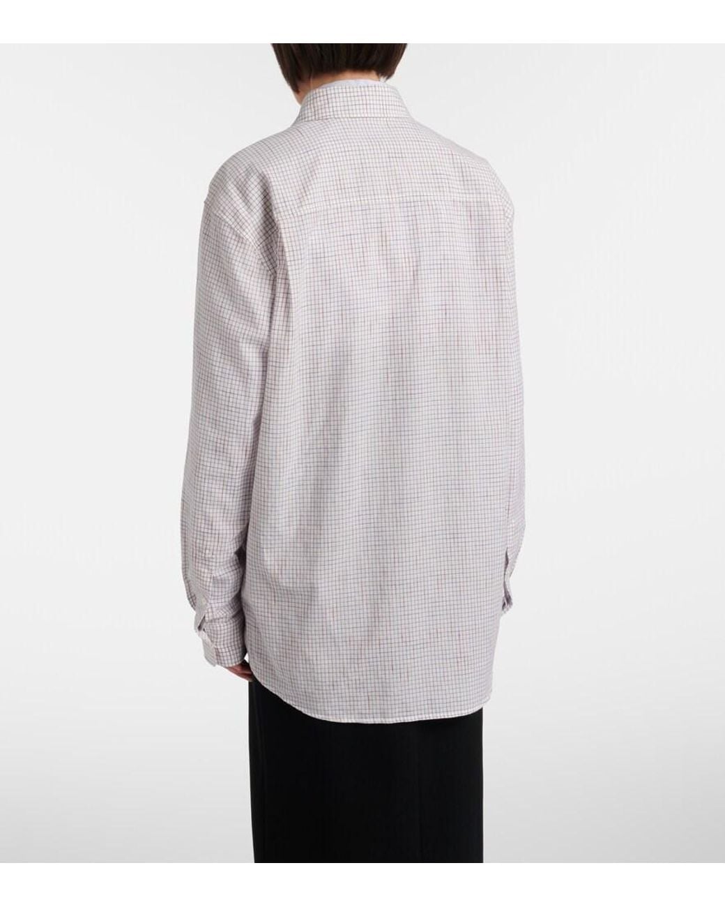 The Row White Dalan Checked Cotton Shirt