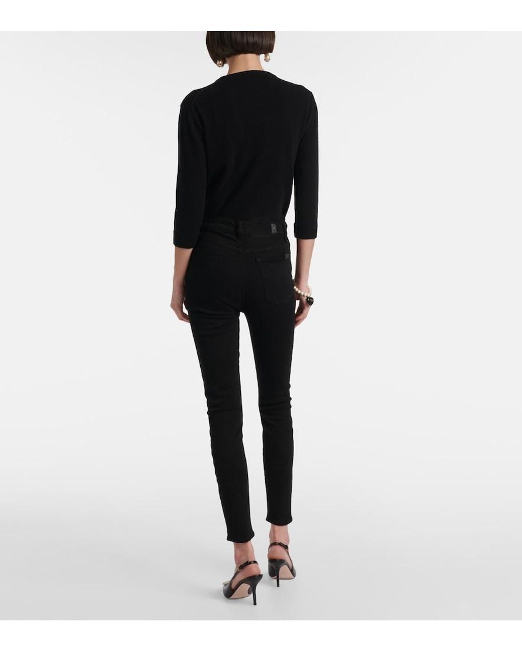 7 For All Mankind Black Aubrey High-Rise Skinny Jeans