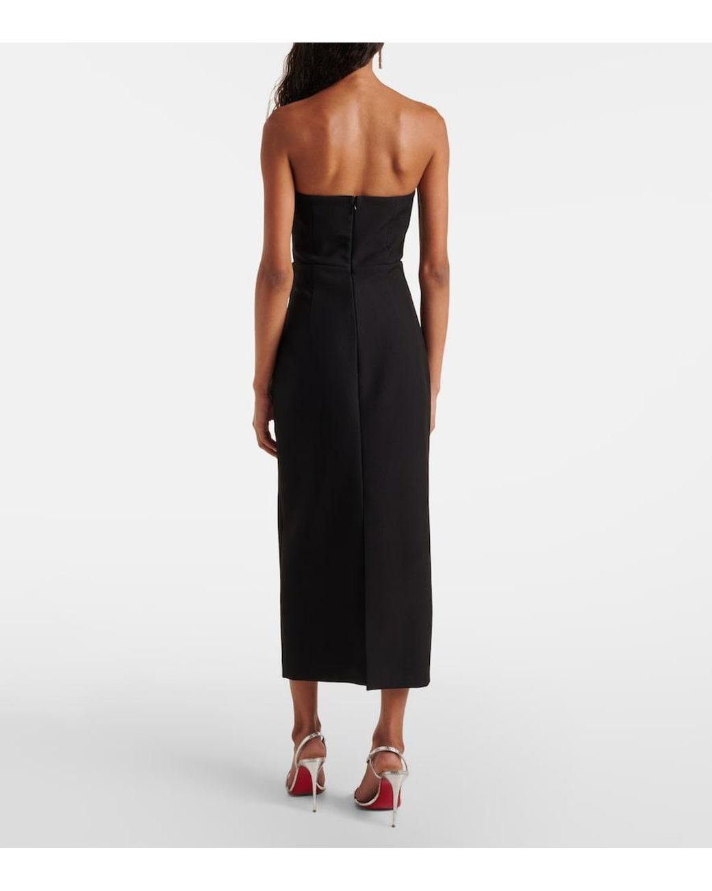 Roland Mouret Black Embellished Bustier Midi Dress