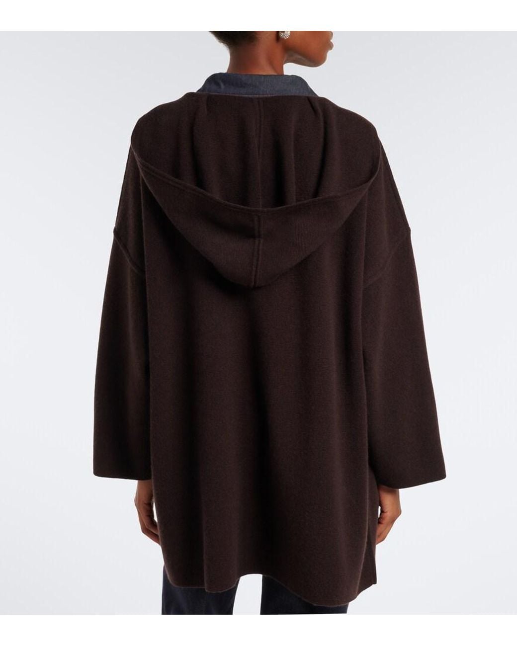 Max Mara Black Hooded Wool And Cashmere Cardigan