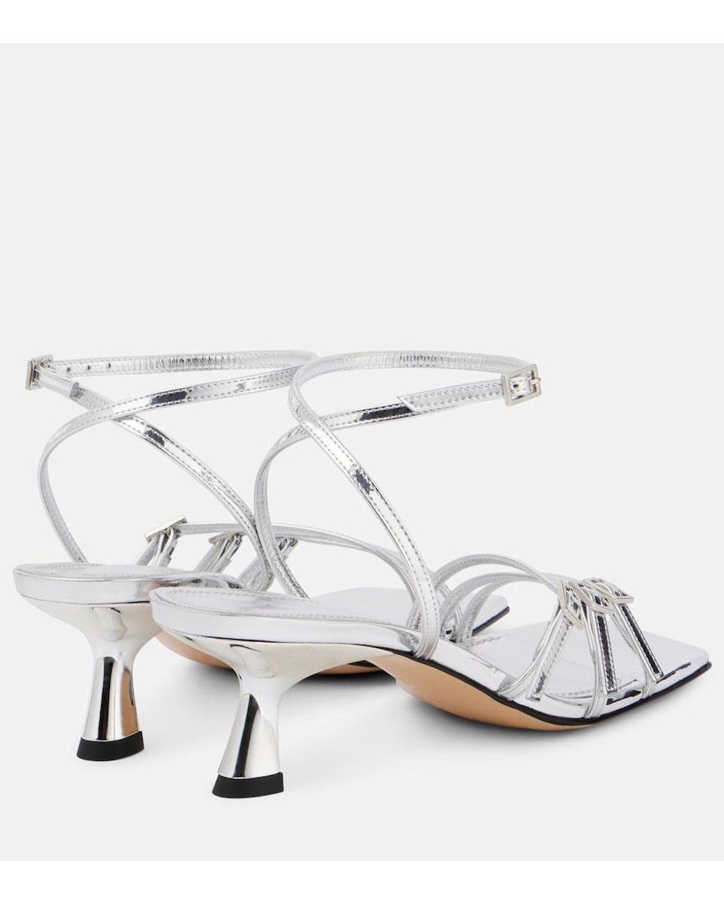 Souliers Martinez White Teresa 60 Metallic Leather Sandals