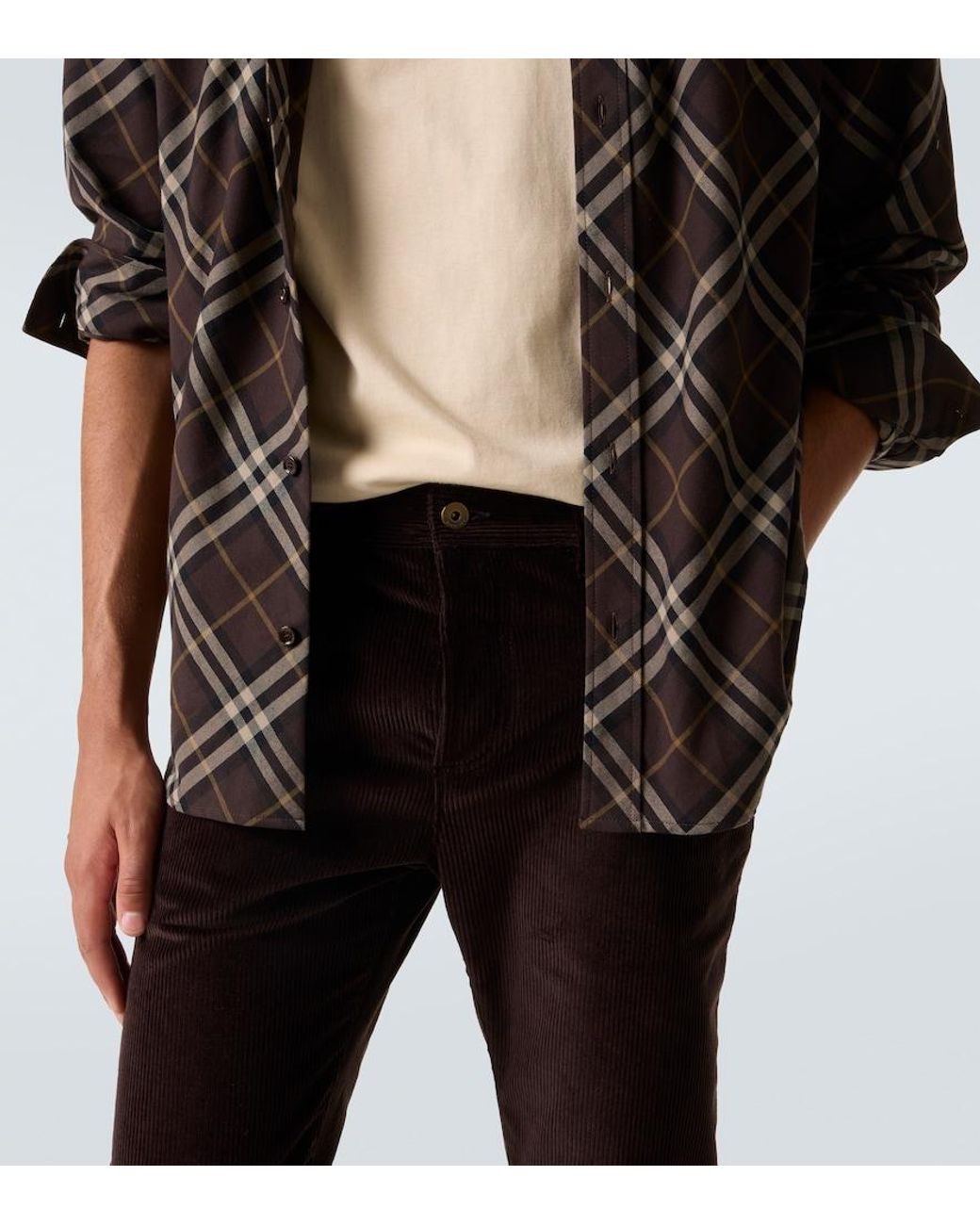 Burberry Black Cotton Corduroy Slim Pants for men
