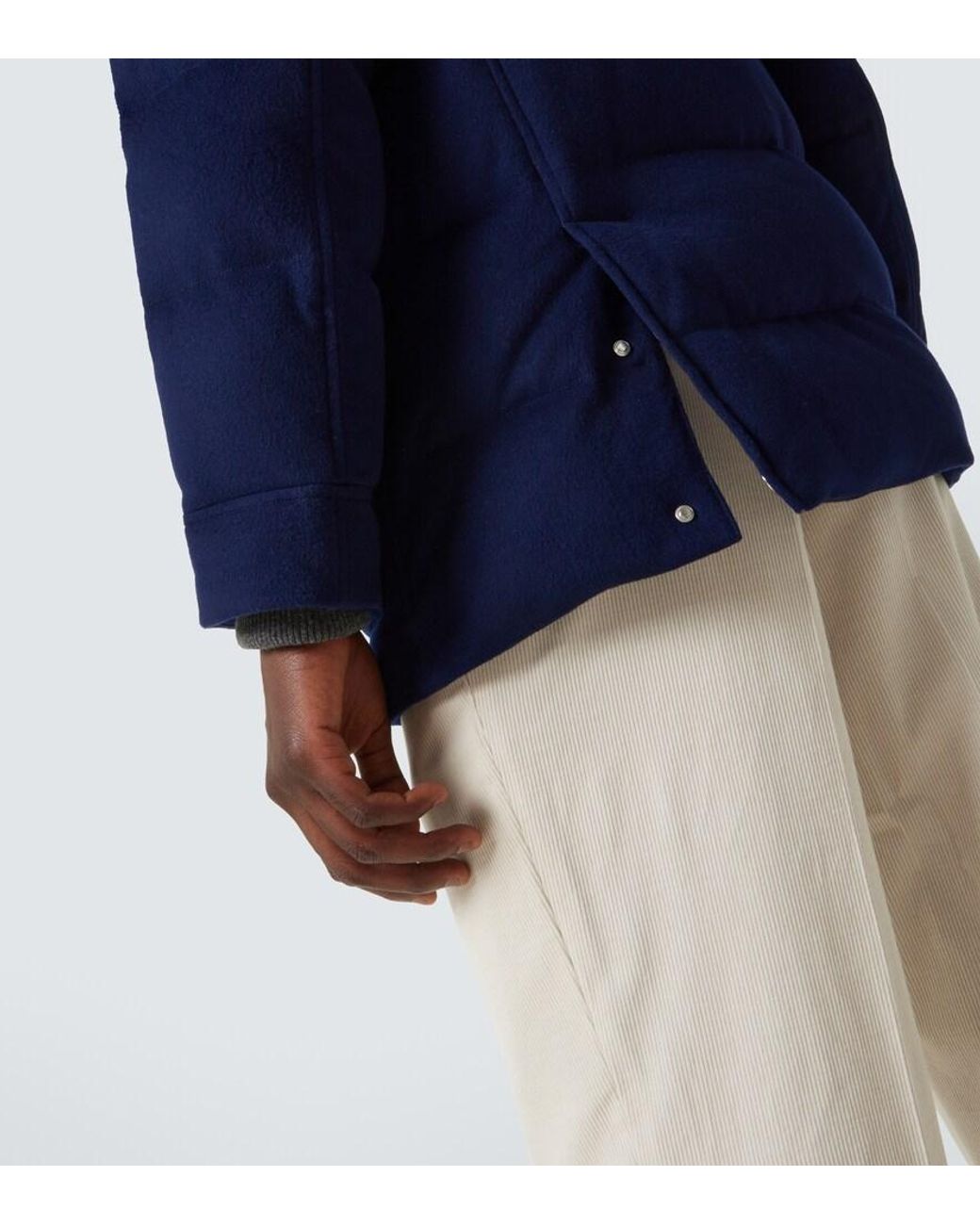 Brunello Cucinelli Blue Wool Flannel Down Jacket for men