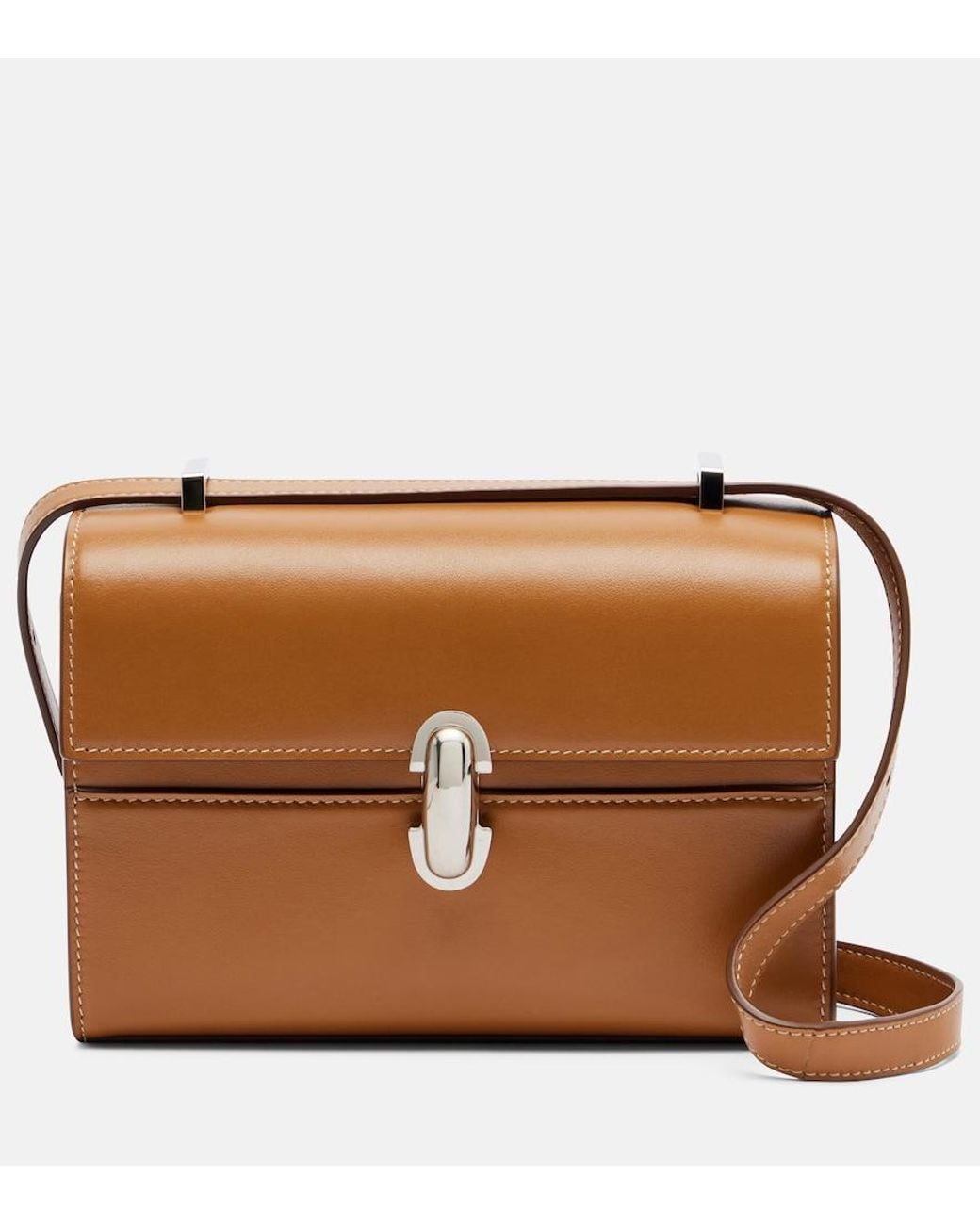SAVETTE Brown Symmetry 19 Leather Shoulder Bag
